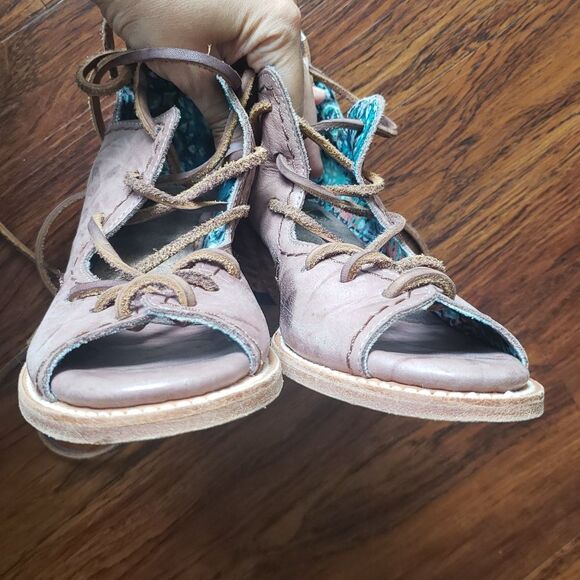 Freebird By Steven Rose Purple Peace Lace Up Leather Chic Fairy Edgy Boho Size 8 - Picture 5 of 8